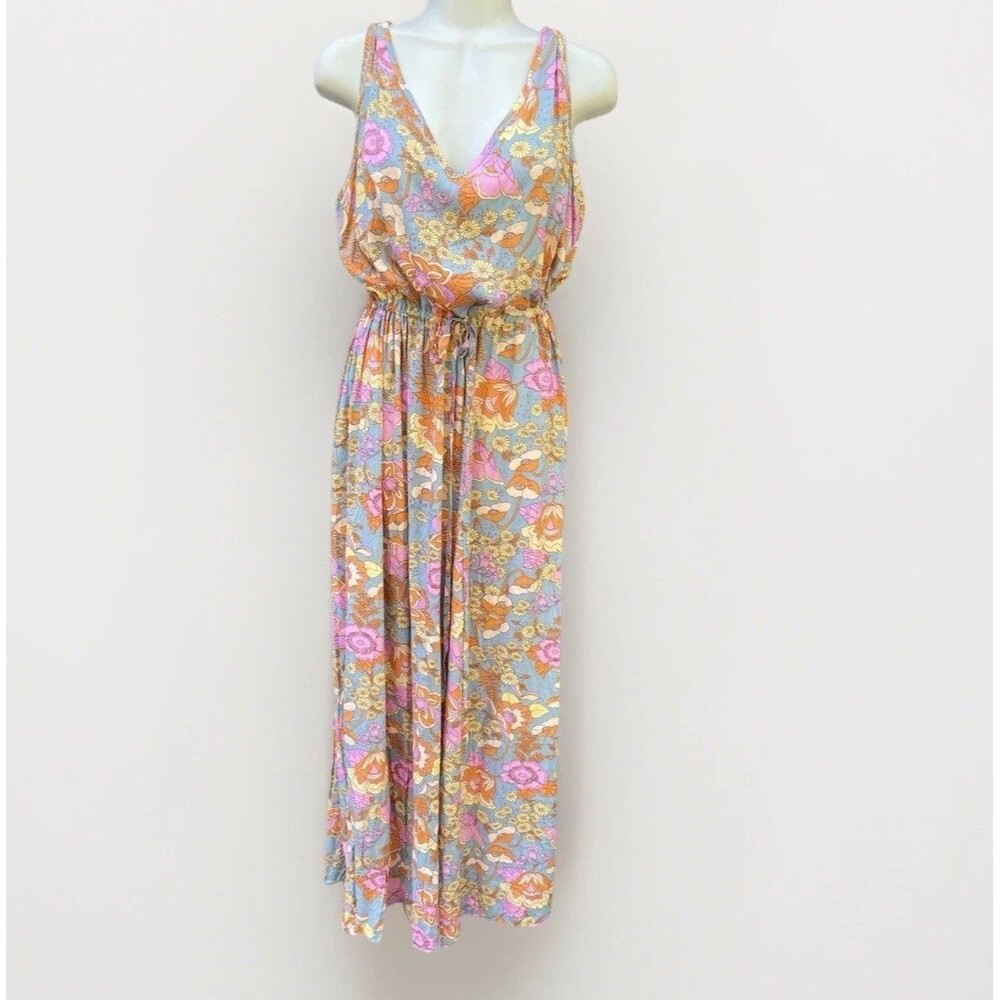 Rusttydustty Floral Wide Leg Jumpsuit 0XL Boho Hippie Festival Resort Vacation